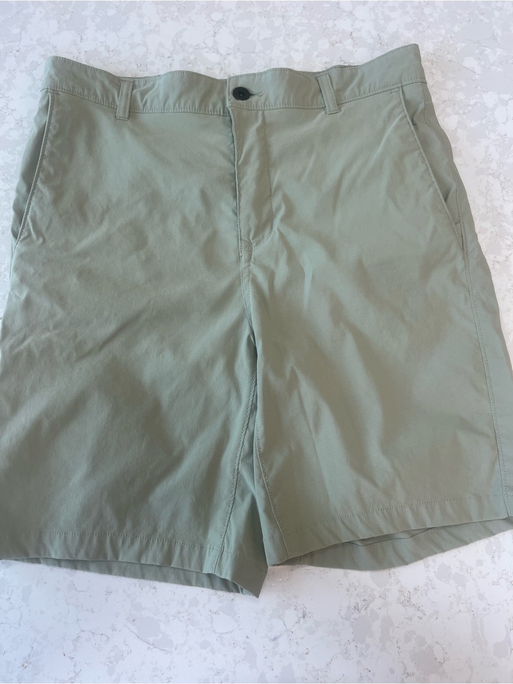 The North Face Men's Light Olive Green Flat-Front Shorts